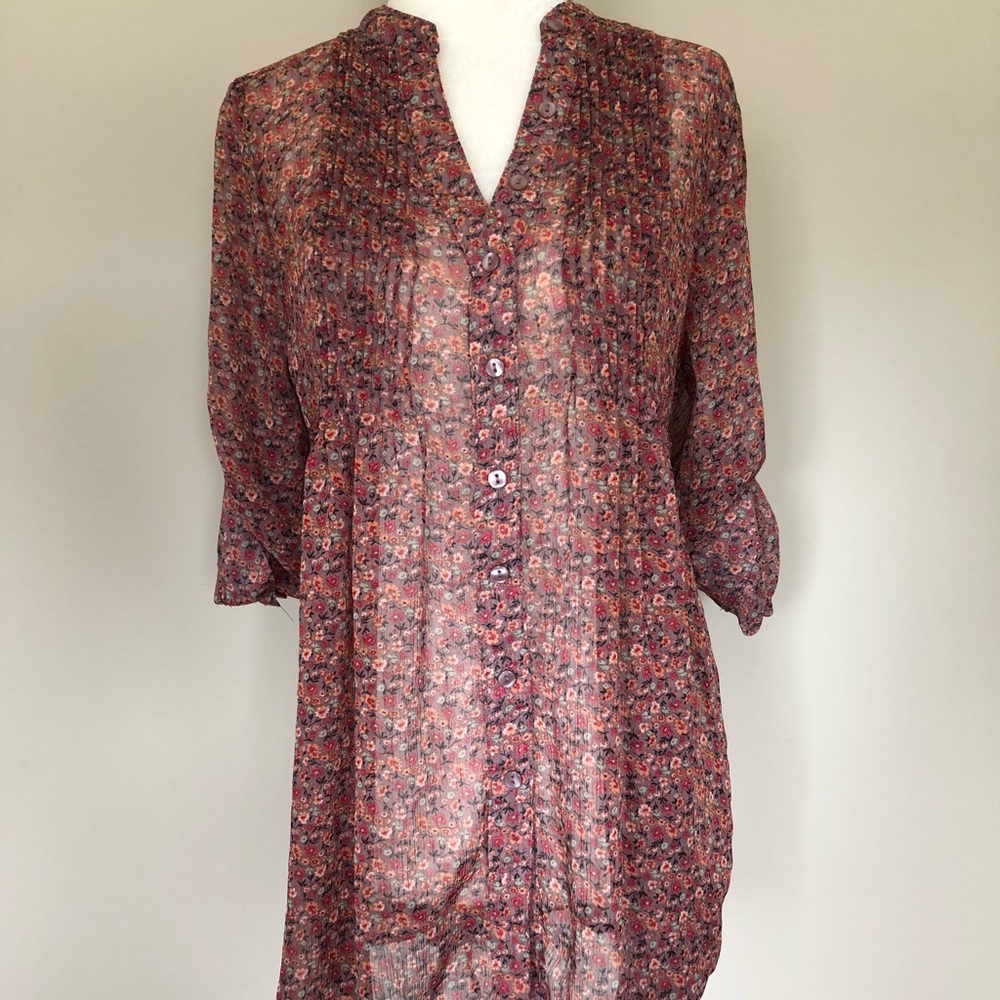 American Rag Co. floral print button up tunic